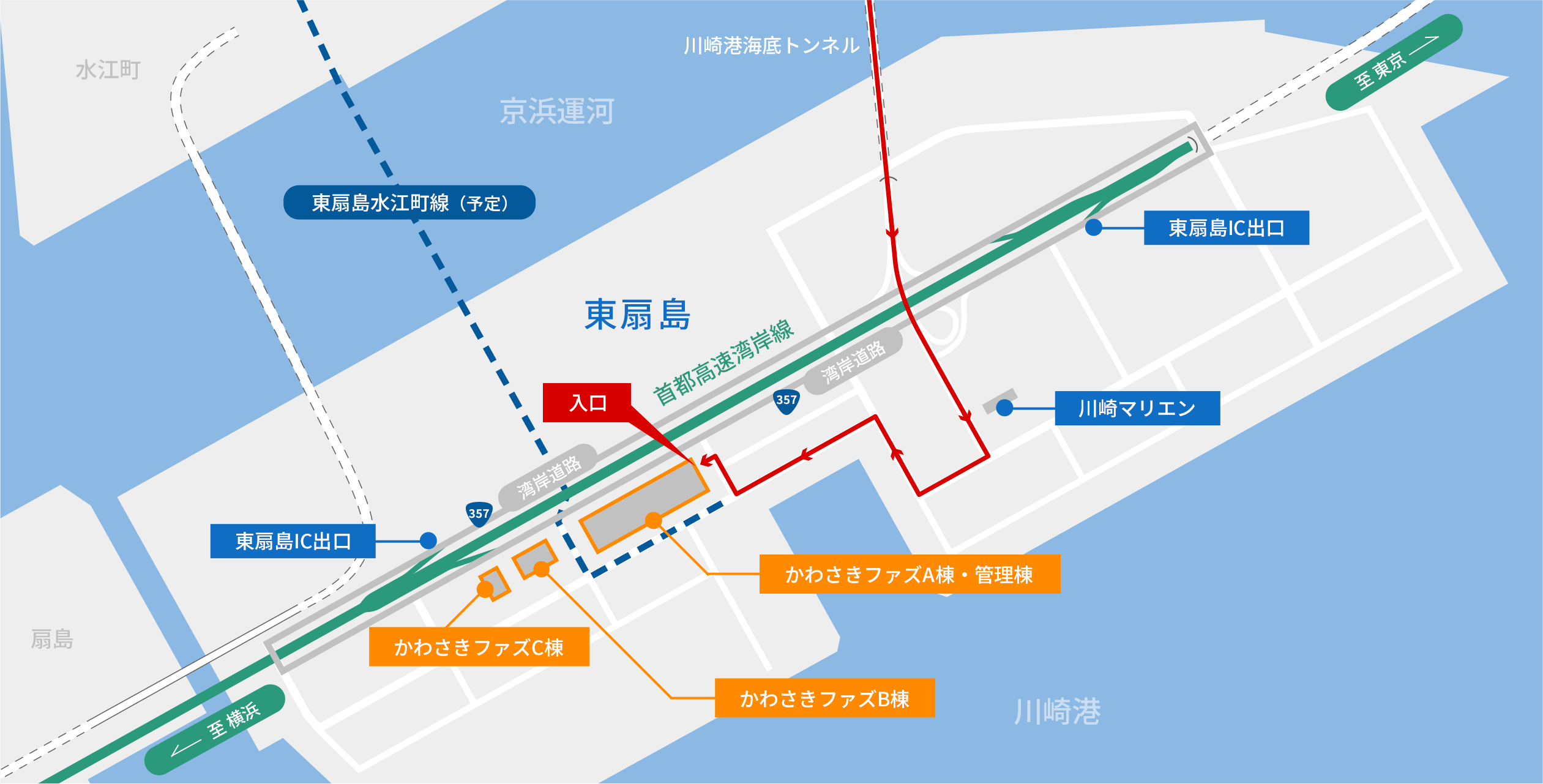 川崎市内からの地図